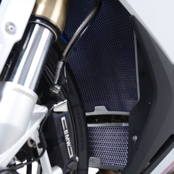 R&G Titanium Oil Cooler Guard for the BMW S1000RR '19- & S1000R/ Sport/  M Sport '21-, M1000RR '21- & M1000R '23-